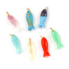 Picture of Eco-friendly PVD Vacuum Plating 304 Stainless Steel & Resin Ocean Jewelry Pendants 18K Real Gold Plated Fish Animal 3D 3.5cm x 1cm