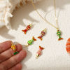 Picture of Brass Ocean Jewelry Charms 18K Gold Plated Enamel Fish Animal 3D Movable Black Cubic Zirconia 22mm x 9mm