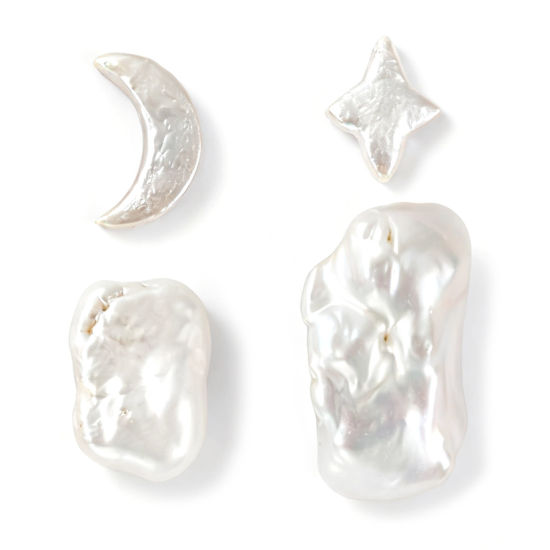 Image de 1 Pièce ( Naturel ) Perles pour DIY Fabrication de Bijoux Baroque en Perle de Culture Blanc