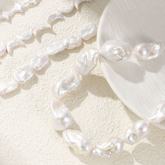Image de 1 Pièce ( Naturel ) Perles pour DIY Fabrication de Bijoux Baroque en Perle de Culture Blanc