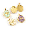 Picture of Brass Religious Picture Photo Locket Frame Pendants 18K Gold Plated Enamel Irregular Angel Can Open Clear Cubic Zirconia 27mm x 18mm