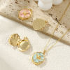 Picture of Brass Religious Picture Photo Locket Frame Pendants 18K Gold Plated Enamel Irregular Angel Can Open Clear Cubic Zirconia 27mm x 18mm