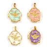 Picture of Brass Religious Picture Photo Locket Frame Pendants 18K Gold Plated Enamel Irregular Angel Can Open Clear Cubic Zirconia 27mm x 18mm