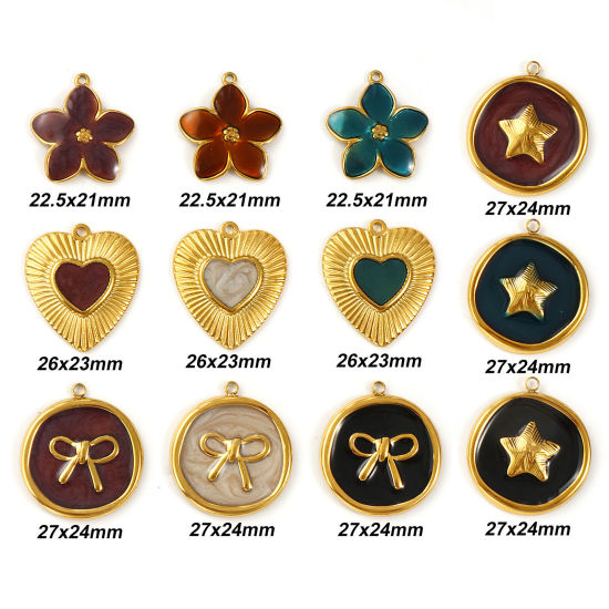 Picture of Eco-friendly PVD Vacuum Plating 304 Stainless Steel Charms 18K Real Gold Plated Enamel