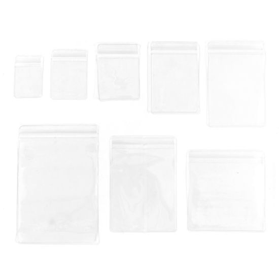 Image de 50 Pcs Sachets Auto-Adhésifs Zippés Fermeture Eclair en PVC Rectangle Transparent