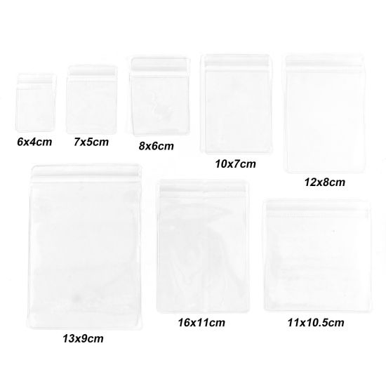 Image de 50 Pcs Sachets Auto-Adhésifs Zippés Fermeture Eclair en PVC Rectangle Transparent