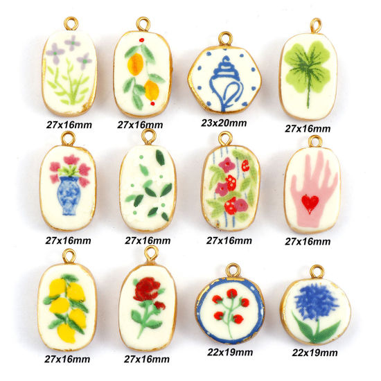 Picture of Eco-friendly PVD Vacuum Plating 304 Stainless Steel & Ceramic Charms 18K Real Gold Plated Multicolor