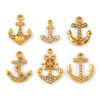 Picture of Eco-friendly PVD Vacuum Plating 304 Stainless Steel Charms 18K Real Gold Plated Anchor Micro Pave Clear Rhinestone