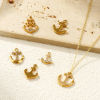 Picture of Eco-friendly PVD Vacuum Plating 304 Stainless Steel Charms 18K Real Gold Plated Anchor Micro Pave Clear Rhinestone