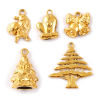 Picture of Eco-friendly PVD Vacuum Plating 304 Stainless Steel Christmas Charms 18K Real Gold Plated