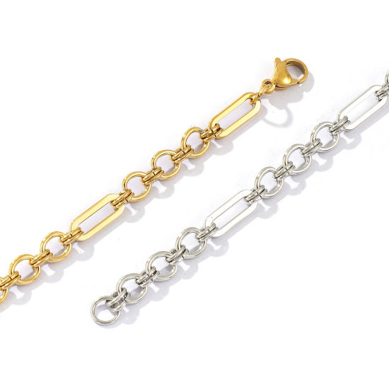 Image de Bracelets En Gros Multicolore en 304 Acier Inoxydable, Chaîne à Maillons Faite à la Main Respectueux de la Nature, aux Femmes Exquis Élégant Cadeau Fournitures de Bijoux 18cm long, 1 Pièce