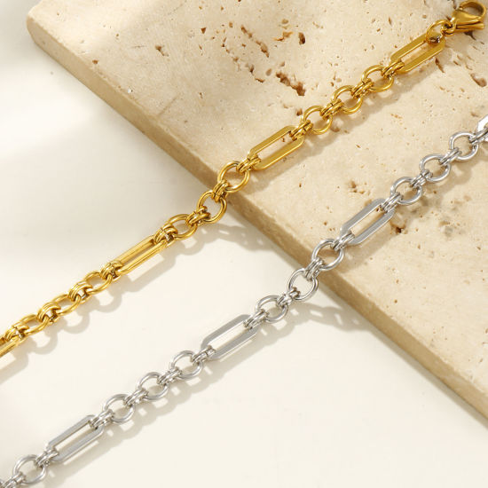 Image de Bracelets En Gros Multicolore en 304 Acier Inoxydable, Chaîne à Maillons Faite à la Main Respectueux de la Nature, aux Femmes Exquis Élégant Cadeau Fournitures de Bijoux 18cm long, 1 Pièce