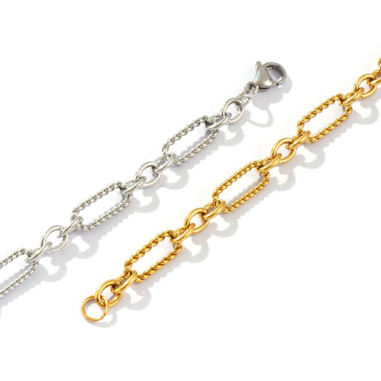Image de Bracelets En Gros Multicolore en 304 Acier Inoxydable, Chaîne à Maillons Faite à la Main Respectueux de la Nature, aux Femmes Exquis Élégant Cadeau Fournitures de Bijoux 19cm long, 1 Pièce