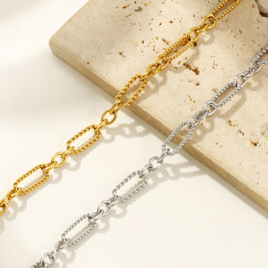 Image de Bracelets En Gros Multicolore en 304 Acier Inoxydable, Chaîne à Maillons Faite à la Main Respectueux de la Nature, aux Femmes Exquis Élégant Cadeau Fournitures de Bijoux 19cm long, 1 Pièce