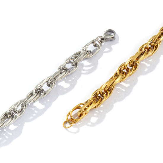 Image de Bracelets En Gros Multicolore en 304 Acier Inoxydable, Chaîne à Maillons Faite à la Main Respectueux de la Nature, aux Femmes Exquis Élégant Cadeau Fournitures de Bijoux 20cm long, 1 Pièce