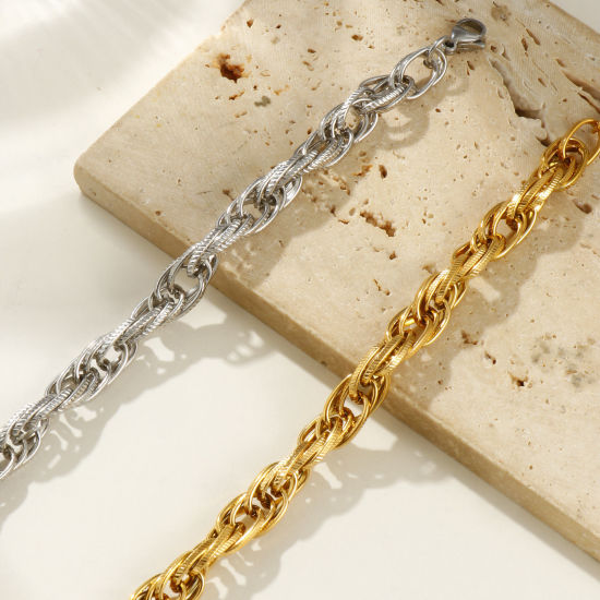 Image de Bracelets En Gros Multicolore en 304 Acier Inoxydable, Chaîne à Maillons Faite à la Main Respectueux de la Nature, aux Femmes Exquis Élégant Cadeau Fournitures de Bijoux 20cm long, 1 Pièce