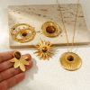 Picture of Eco-friendly PVD Vacuum Plating 304 Stainless Steel & Gemstone Pendants 18K Real Gold Plated Brown