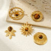 Picture of Eco-friendly PVD Vacuum Plating 304 Stainless Steel & Gemstone Pendants 18K Real Gold Plated Brown