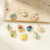 Picture of Brass Picture Photo Locket Frame Pendants 18K Gold Plated Enamel Can Open