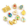 Picture of Brass Picture Photo Locket Frame Pendants 18K Gold Plated Enamel Can Open