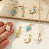 Picture of 2 PCs Eco-friendly Brass Ocean Jewelry Charm Pendant 18K Real Gold Plated Enamel Pearlized