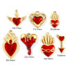 Picture of Eco-friendly PVD Vacuum Plating Waterproof Anti-Tarnish Hypoallergenic 304 Stainless Steel Charms 18K Real Gold Plated Red Enamel
