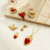 Picture of Eco-friendly PVD Vacuum Plating Waterproof Anti-Tarnish Hypoallergenic 304 Stainless Steel Charms 18K Real Gold Plated Red Enamel