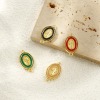 Picture of Eco-friendly Brass & Cubic Zirconia Religious Connectors Charms Pendants 18K Real Gold Plated Enamel Oval Jesus Double Sided 24mm x 14mm