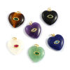 Picture of Eco-friendly Brass & Cubic Zirconia & Gemstone Valentine's Day Charms 18K Real Gold Plated Heart 25mm x 20mm