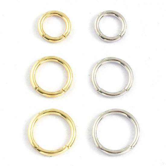 Bild von 2 Stück Umweltfreundlich Messing Scharnier Segment Clicker Ring Großhandel Rund Echtgold plattiert
