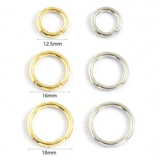 Bild von 2 Stück Umweltfreundlich Messing Scharnier Segment Clicker Ring Großhandel Rund Echtgold plattiert