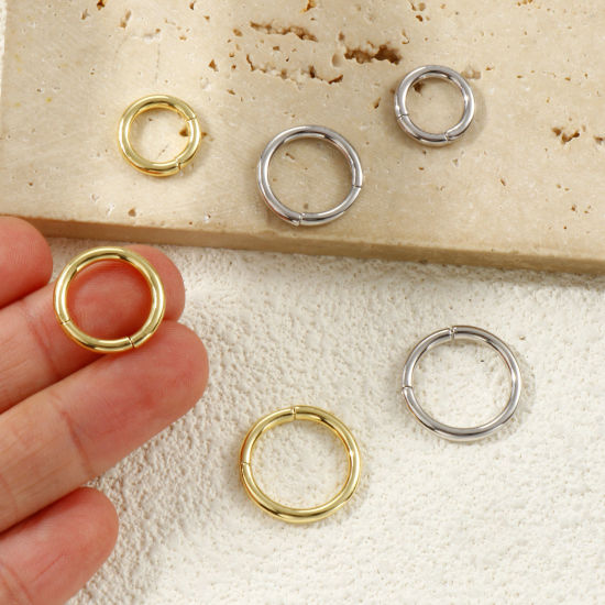 Bild von 2 Stück Umweltfreundlich Messing Scharnier Segment Clicker Ring Großhandel Rund Echtgold plattiert