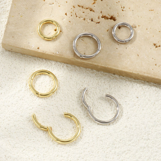 Bild von 2 Stück Umweltfreundlich Messing Scharnier Segment Clicker Ring Großhandel Rund Echtgold plattiert