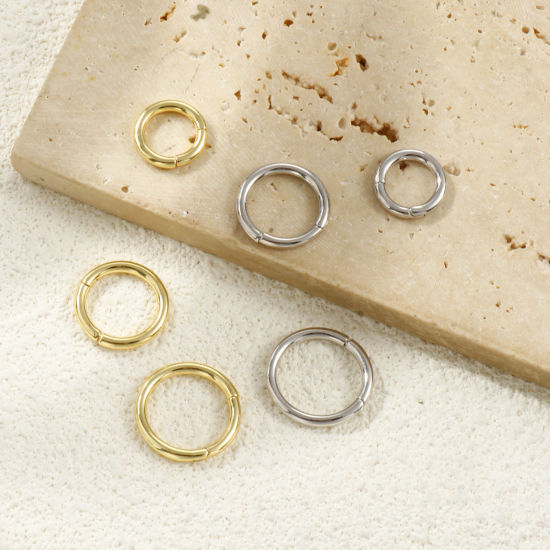 Bild von 2 Stück Umweltfreundlich Messing Scharnier Segment Clicker Ring Großhandel Rund Echtgold plattiert