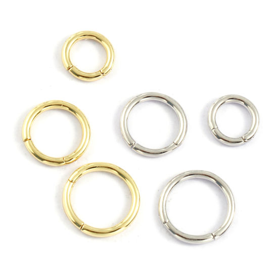 Bild von 2 Stück Umweltfreundlich Messing Scharnier Segment Clicker Ring Großhandel Rund Echtgold plattiert