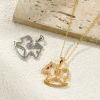 Picture of Eco-friendly Brass Fairy Tale Collection Charm Pendant Real Gold Plated Rocking Horse Micro Pave Fuchsia Cubic Zirconia 27mm x 24mm