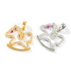 Picture of Eco-friendly Brass Fairy Tale Collection Charm Pendant Real Gold Plated Rocking Horse Micro Pave Fuchsia Cubic Zirconia 27mm x 24mm