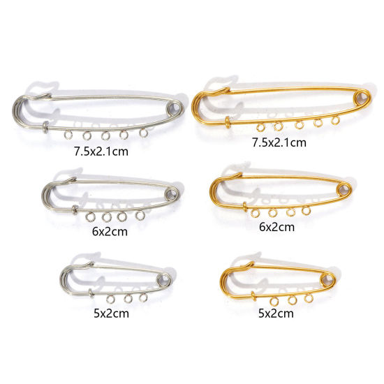 Picture of Eco-friendly 304 Stainless Steel Safety Pin Brooches Multicolor With Loop