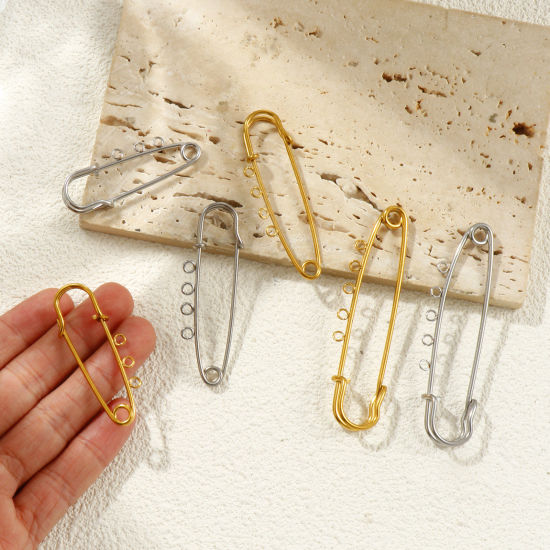 Picture of Eco-friendly 304 Stainless Steel Safety Pin Brooches Multicolor With Loop