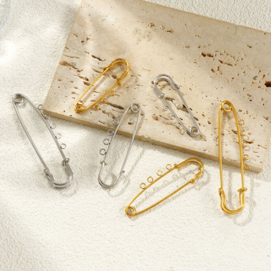 Picture of Eco-friendly 304 Stainless Steel Safety Pin Brooches Multicolor With Loop