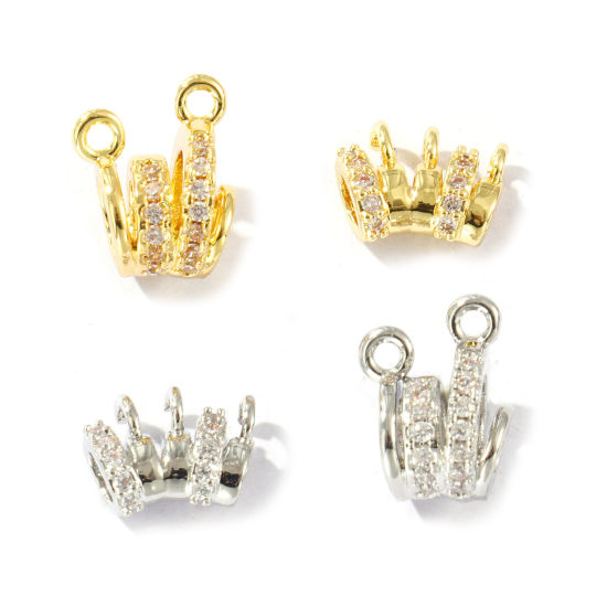 Image de 2 Pcs Perle Bélière avec Boucle Accessories pour DIY Fabrication de Bijoux en Laiton Multicolore Micro Pave à Zircone Cubique Clair