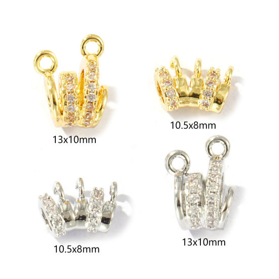 Image de 2 Pcs Perle Bélière avec Boucle Accessories pour DIY Fabrication de Bijoux en Laiton Multicolore Micro Pave à Zircone Cubique Clair