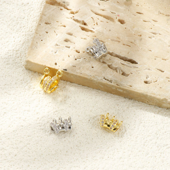 Image de 2 Pcs Perle Bélière avec Boucle Accessories pour DIY Fabrication de Bijoux en Laiton Multicolore Micro Pave à Zircone Cubique Clair