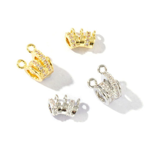 Image de 2 Pcs Perle Bélière avec Boucle Accessories pour DIY Fabrication de Bijoux en Laiton Multicolore Micro Pave à Zircone Cubique Clair