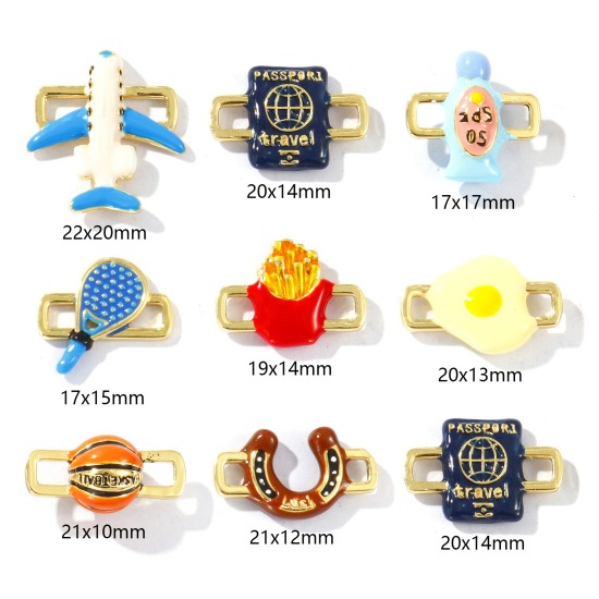 Bild von Messing Steckverbinder Charms Anhänger 18K Vergoldet Emaille 3D