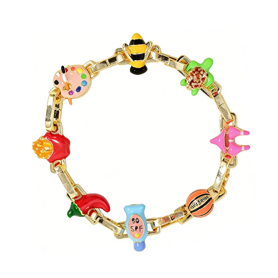 Bild von Messing Steckverbinder Charms Anhänger 18K Vergoldet Emaille 3D