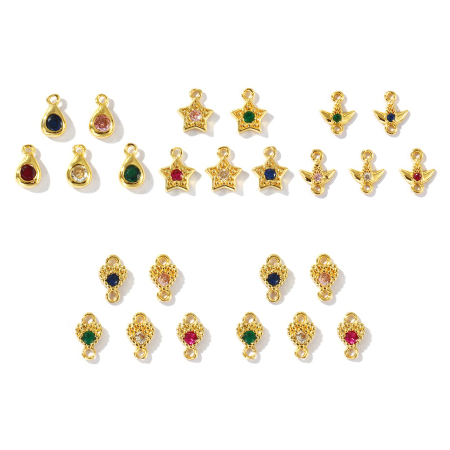5 Unidades Latón Colgantes Multicolor Geométrico Color mezclado Rhinestone