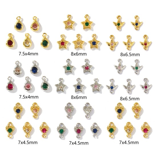 Imagen de 5 Unidades Latón Colgantes Multicolor Geométrico Color mezclado Rhinestone