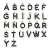 Picture of Eco-friendly 304 Stainless Steel Capital Alphabet Initial Letter Name Charms Silver Tone Message " A-Z " Black Rhinestone