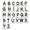 Picture of Eco-friendly 304 Stainless Steel Capital Alphabet Initial Letter Name Charms Silver Tone Message " A-Z " Black Rhinestone